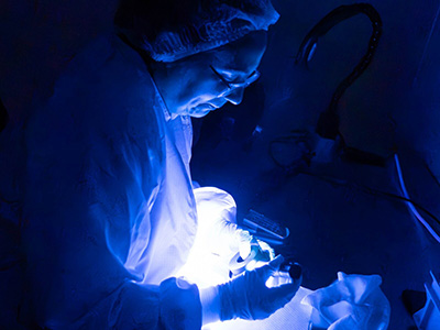 Bright-light inspection of a cleaned precision component